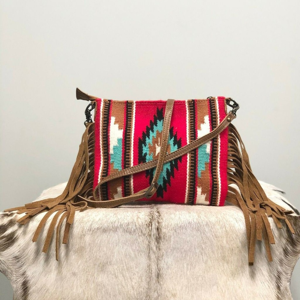 American Darling red saddlebag fringe purse